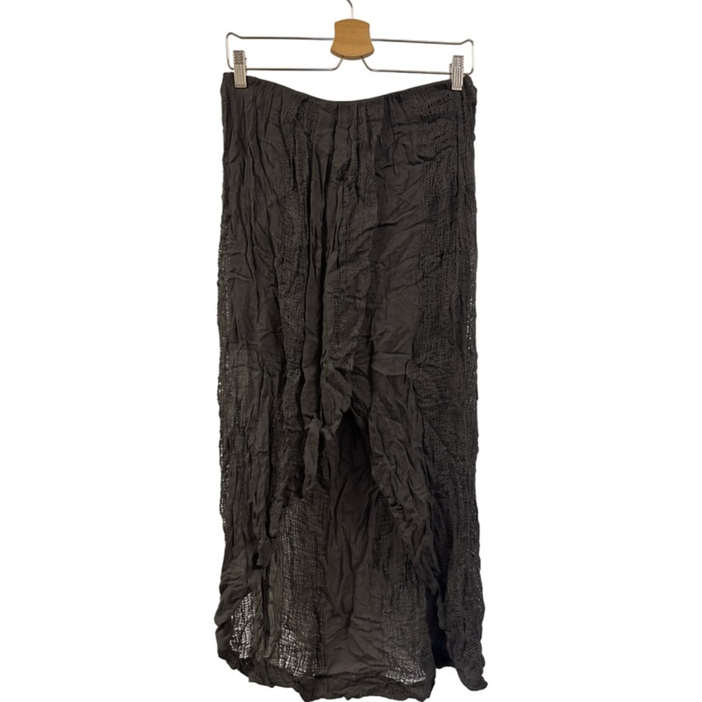 Free People Charcoal Gray‎ Gauze Maxi Skirt Size M Crinkled Lightweight Fashion